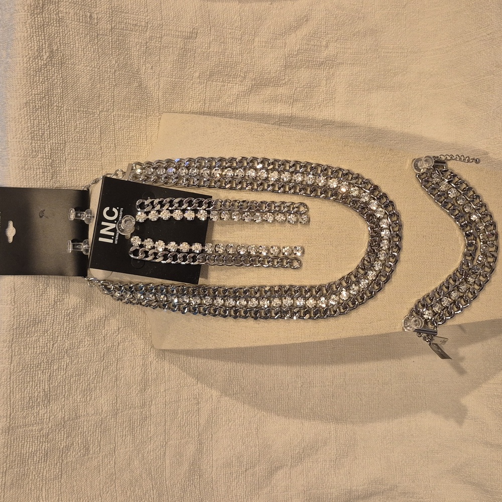 INC International Concepts Silver Necklace,bracelet, and Earring Set